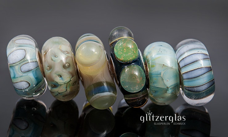 "nicht immer rund" Trollbead-style Glasbeads mit Silberglas 