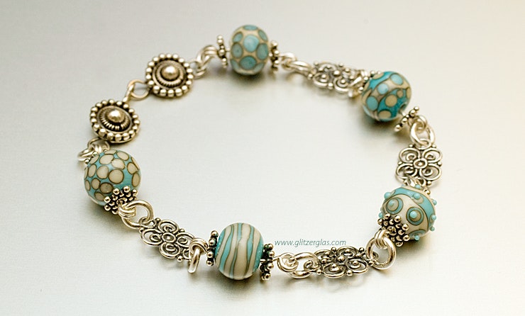 "Ibiza 4"Armband aus Mini-Muranoglasperlen türkis/Elfenbeinfarbig und Silberschmuck Silber 925 (gehört jetzt Jeannette/Rüti-ZH) "Ibiza 4"Armband aus Mini-Muranoglasperlen türkis/Elfenbeinfarbig und Silberschmuck Silber 925 (gehört jetzt Jeannette/Rüti-ZH)