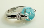 "Elba-Eyes" Fingerring mit Klarglas/Türkis Muranoglasperle (gehört jetzt Jeannette/Rüti-ZH) "Elba-Eyes" Fingerring mit Klarglas/Türkis Muranoglasperle (gehört jetzt Jeannette/Rüti-ZH)