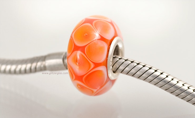 Modell: "Orange Juice". Pandora- und Trollbead-Style Perle. 