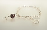 "kleiner-König" Silber925-Gliederarmband mit 1 Glasperle Violett mit Krönchen CHF 45.-