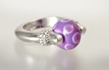 "Libelle" Fingerring mit Glasperle  "Libelle" Fingerring mit Glasperle