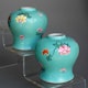 Vases, pair in very high quality handpainting and interesting surface structure. Styling late Qing dynasty, probably Guangxu or Tongzhi period (1870-1880). H10cm D10cm.