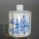 China porcelain tea caddy, ca. 1840 overglaze handpainted landscape