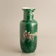 Vase with overglaze painted animals on spirals green background (wolves?), ca. 1720, D13cm, H28cm, not signed, in perfect condition.