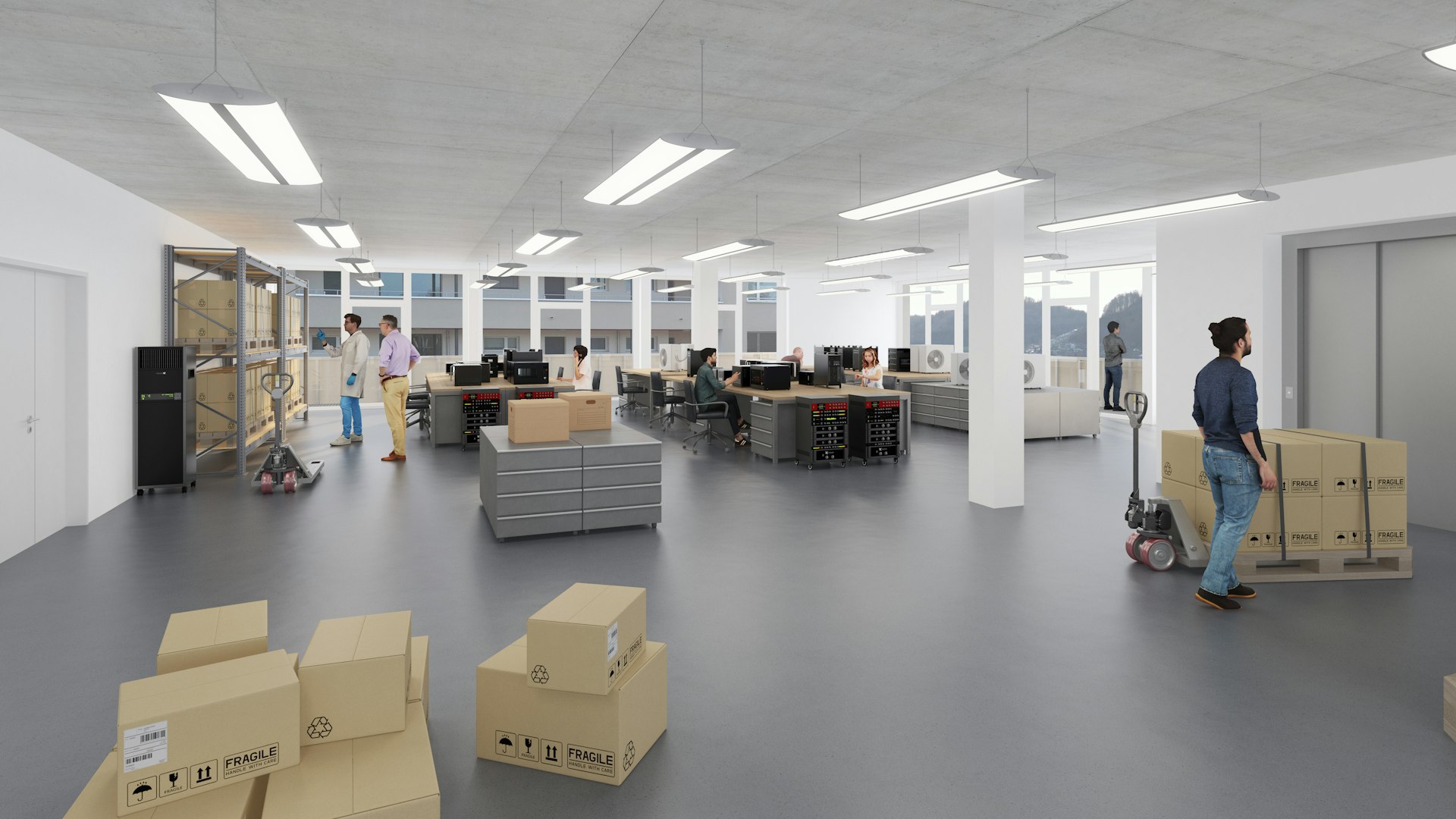 Arbeitsfläche mit Warenlift Arbeitsfläche mit Warenlift