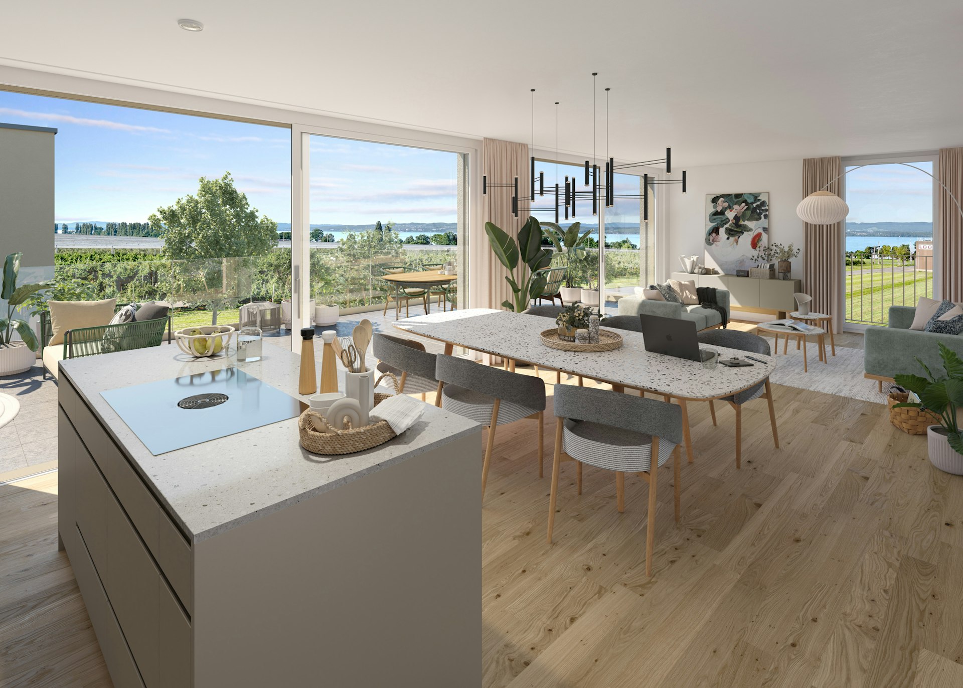 Die raumhohen Fenster lassen viel Licht in die Wohnungen. Hier die Wohnung C1-3.1. Die raumhohen Fenster lassen viel Licht in die Wohnungen. Hier die Wohnung C1-3.1.