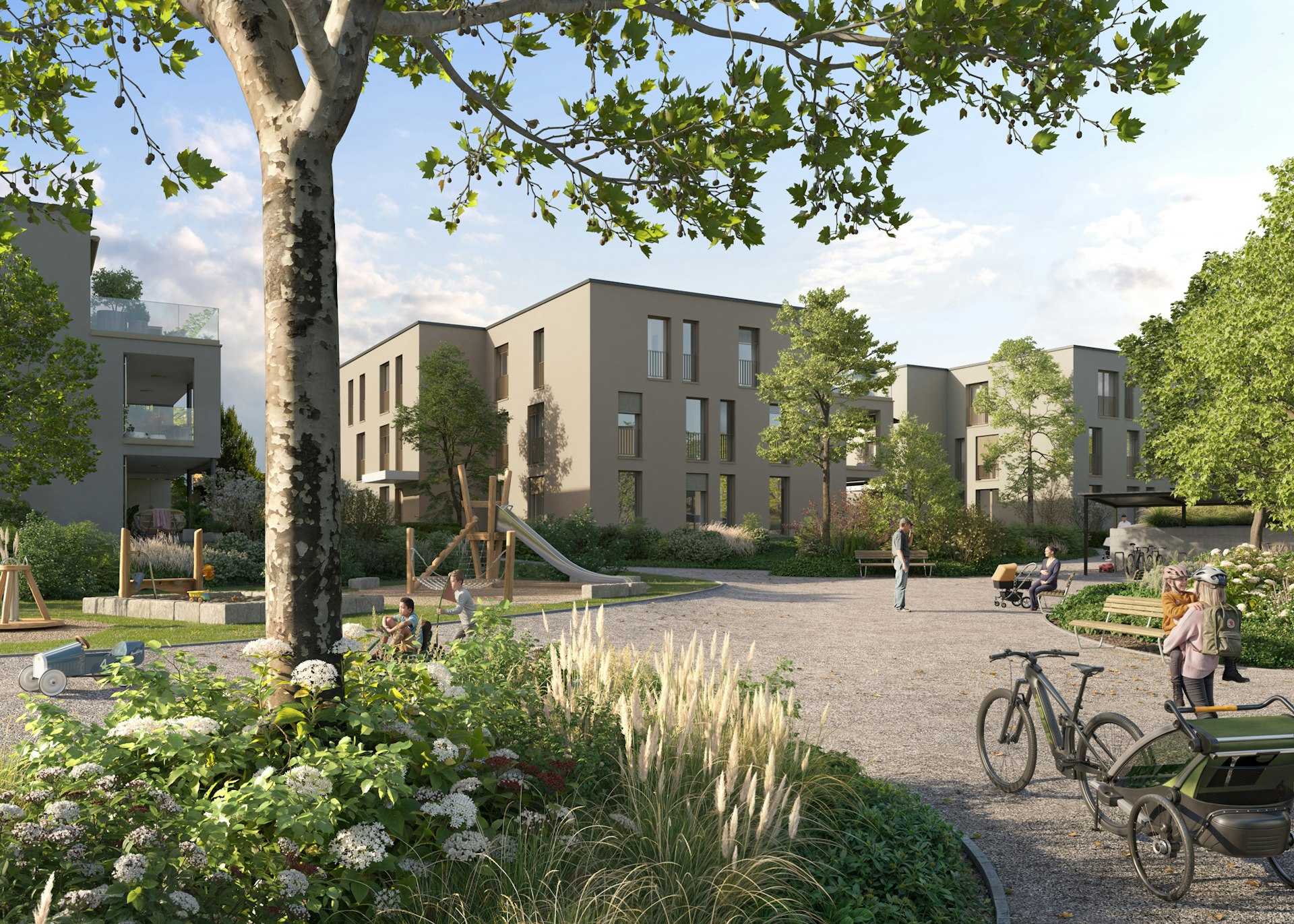 Der Spielplatz lässt die Herzen der Kinder höher schlagen. Der Spielplatz lässt die Herzen der Kinder höher schlagen.