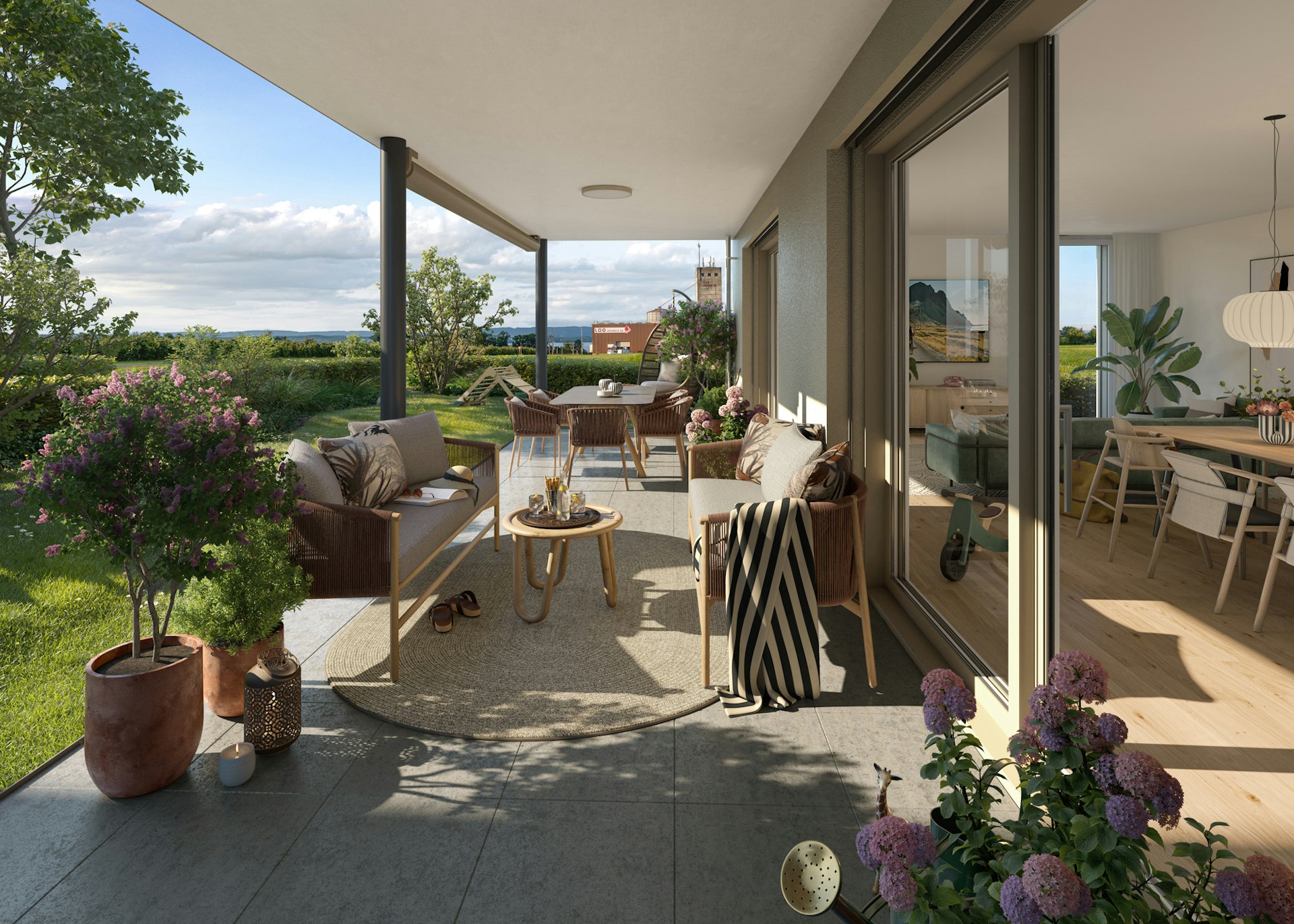 Aussen so schön wie innen. Das Bild zeigt die grosszügige Terrasse der Wohnung C1-1.1. Aussen so schön wie innen. Das Bild zeigt die grosszügige Terrasse der Wohnung C1-1.1.