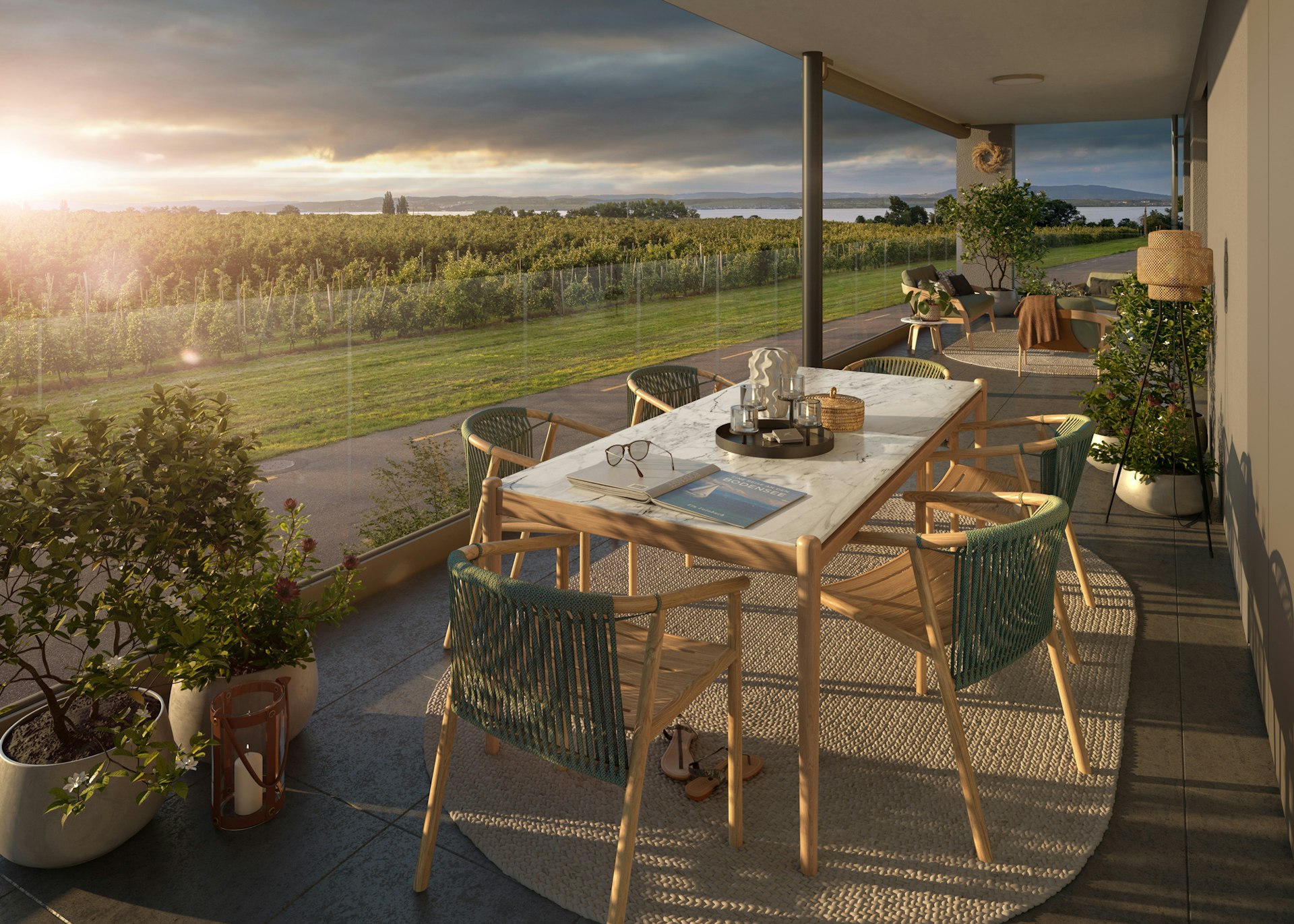 Auf den grosszügigen Terrassen – hier die Wohnung D1-2.1 – lässt es sich äusserst komfortabel leben. Auf den grosszügigen Terrassen – hier die Wohnung D1-2.1 – lässt es sich äusserst komfortabel leben.