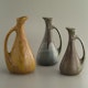 Pitchers by Denbac, moulded, model 124 in 18, 20, 22cm high