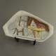 IT046 Dish marked "Italy" interesting "cubist" interior decoration 2.5x18x34cm