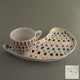 IT045 Cup & saucer interesting form, signed "Italy" late 1950's cup: H7 D8cm, dish: H2 L26cm